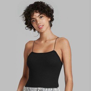 NWOT Wild Fable Women's Black Square Neck Spaghetti Strap Bodysuit Size Medium